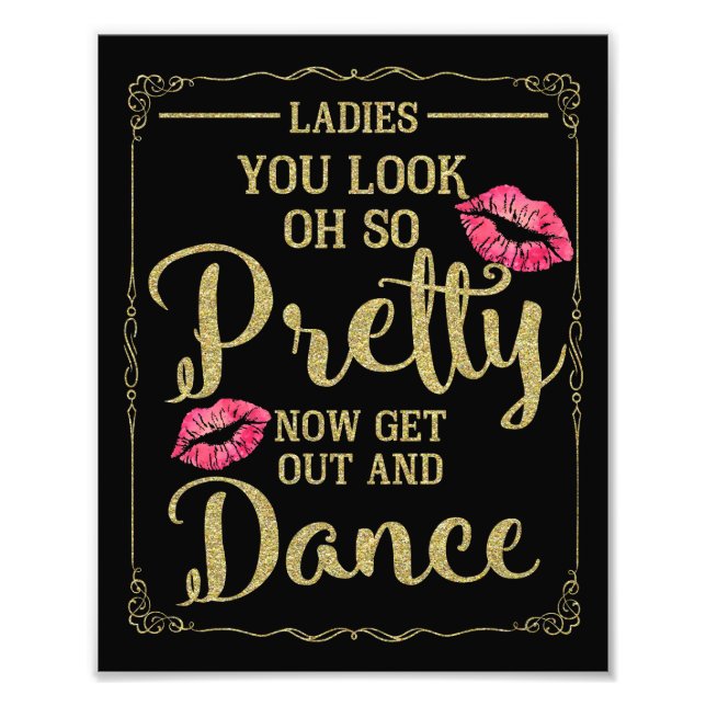 Wedding ladies bathroom sign funny custom gold (Front)