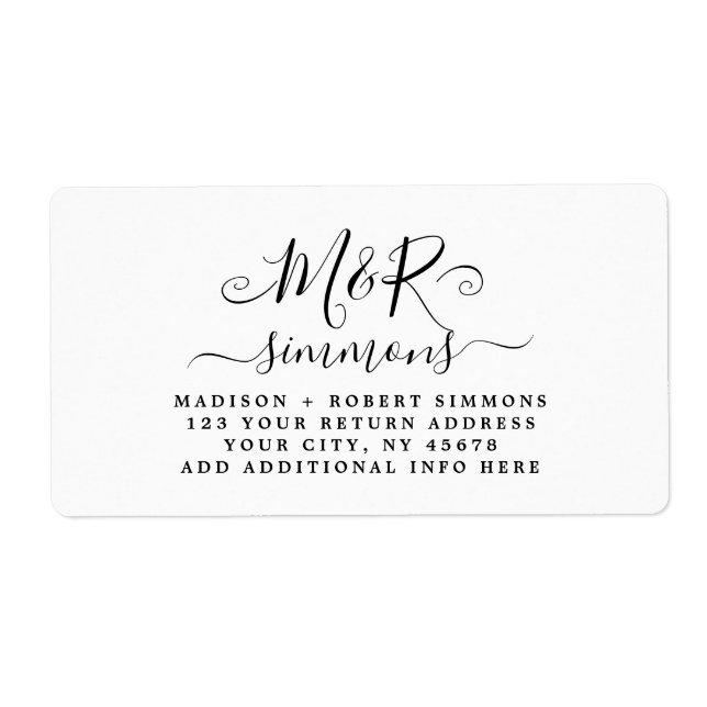 Wedding Large Monogram Script Return Address (Front)