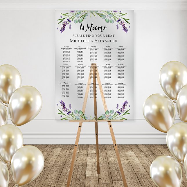 Wedding lavender 15 tables seating chart (Creator Uploaded)