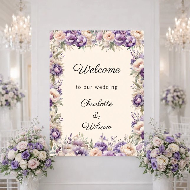 Wedding lavender champagne cream welcome poster (Creator Uploaded)