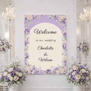 Wedding lavender champagne cream welcome poster