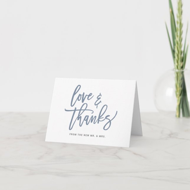 Wedding Lavender Dusty Blue Hand Lettered Thank You Card (Front)