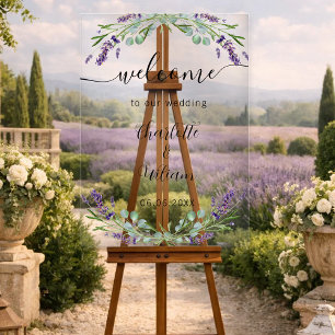 Wedding lavender eucalyptus greenery welcome acrylic sign