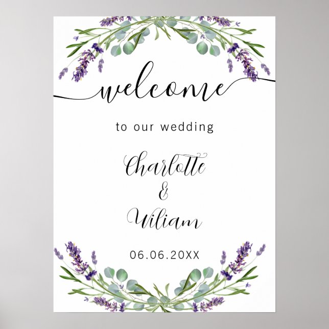 Wedding lavender eucalyptus greenery welcome poster (Front)