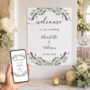 Wedding lavender eucalyptus greenery welcome poster