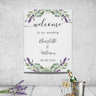 Wedding lavender eucalyptus greenery welcome poster