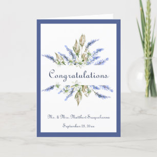 Wedding Lavender Floral Name Congratulations Card