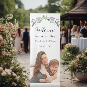 Wedding lavender greenery photo welcome retractable banner