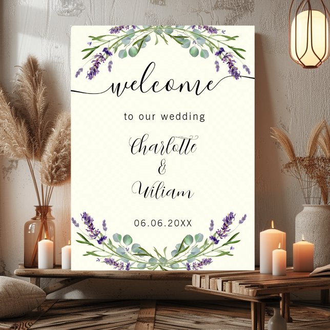 Wedding lavender ivory eucalyptus welcome poster (Creator Uploaded)