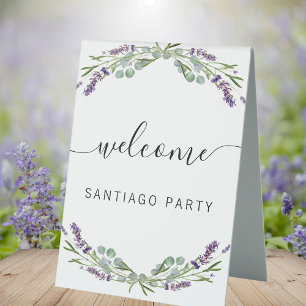 Wedding lavender name script welcome
