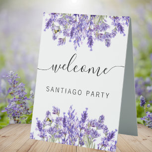 Wedding lavender name script welcome