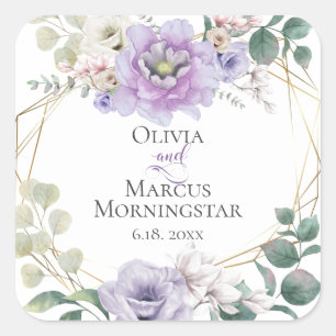 Wedding Lavender Peony Alabaster Magnolia Square Sticker