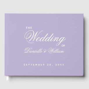 Wedding Lavender Purple Simple Calligraphy Script Guest Book