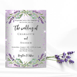 Wedding lavender silver eucalyptus greenery floral invitation