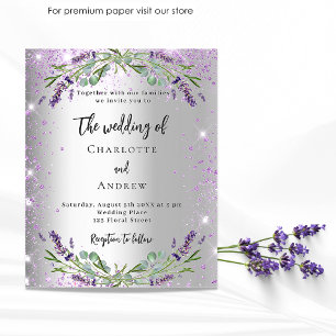 Wedding lavender silver floral budget invitation