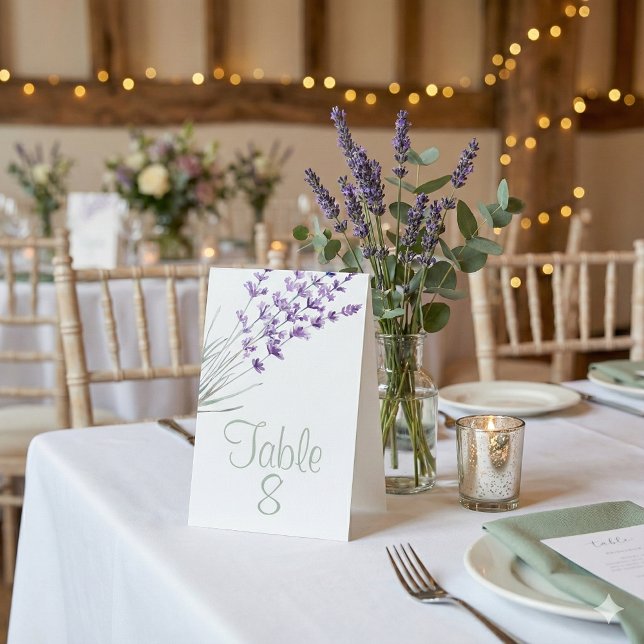 Wedding Lavender Table Number Sign (This beautiful lavender table number tent would make a wonderful addition to your wedding day! )