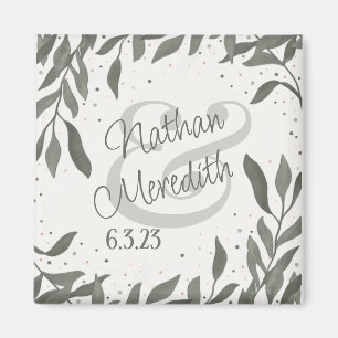 Wedding Leaves Simple Elegant Modern Inspirivity  Magnet