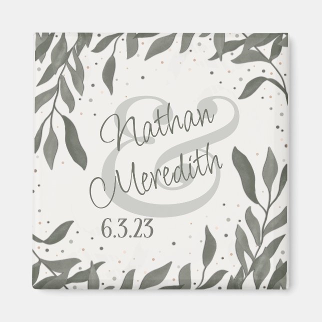 Wedding Leaves Simple Elegant Modern Inspirivity  Magnet (Front)