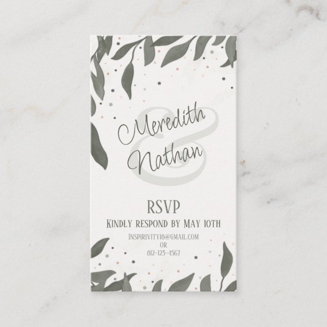 Wedding Leaves Simple Small, Inspirivity RSVP Enclosure Card (Front)