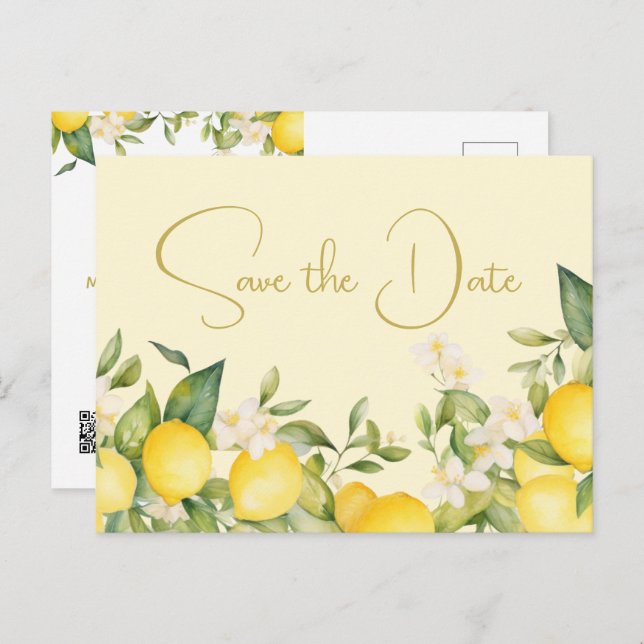 Wedding Lemons Citrus Save The Date Announcement Postcard (Front/Back)