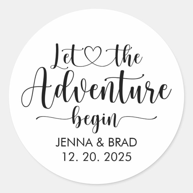 Wedding Let The Adventure Begin Classic Round Sticker (Front)