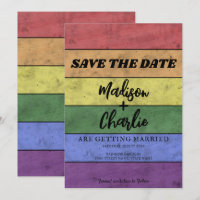 Wedding LGBT flag pride Vintage Save the Date