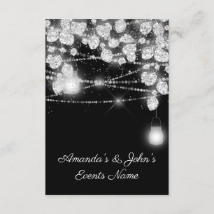 Wedding Lights Jars Glitter Grey Black White Invitation
