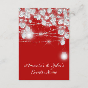 Wedding Lights Jars Glitter Grey Silver Red Invitation