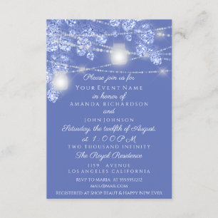 Wedding Lights Jars Rustic Glitter Blue Spark Sky Invitation
