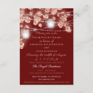 Wedding Lights Jars Rustic Rose Gold Blush Burgund Invitation
