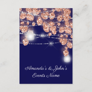 Wedding Lights Jars Rustic Rose Gold Blush Navy Invitation