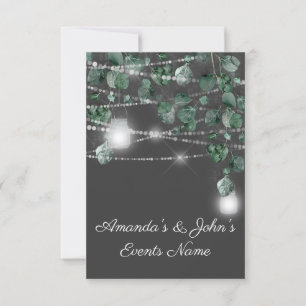 Wedding Lights Jars Rustic Smoky Mint Grey Invitation