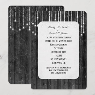 Wedding Lights On Barn Wood Invitation