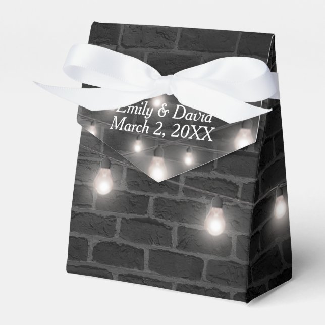 Wedding Lights on Brick Favour Box (Front Side)