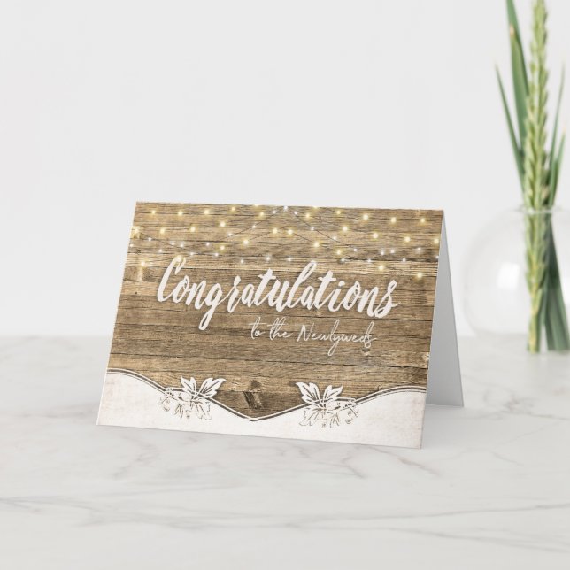 wedding lights on rustic wood card (Front)
