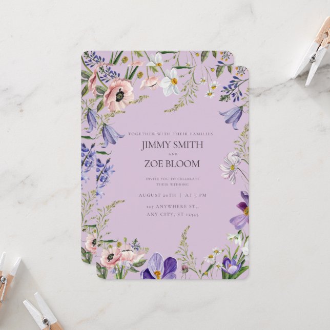 Wedding lilac Invitation (Front/Back In Situ)