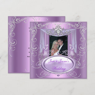 Wedding Lilac Purple Pink Silver Ornate Elegant Invitation