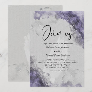 WEDDING   Lilac Wisteria Abstract  Alcohol Ink  Invitation