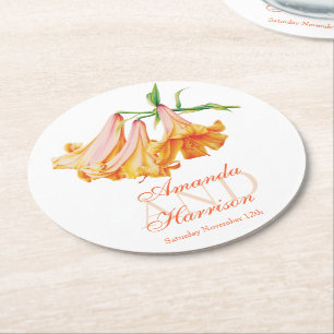 Wedding lily bell watercolor art paper coasters