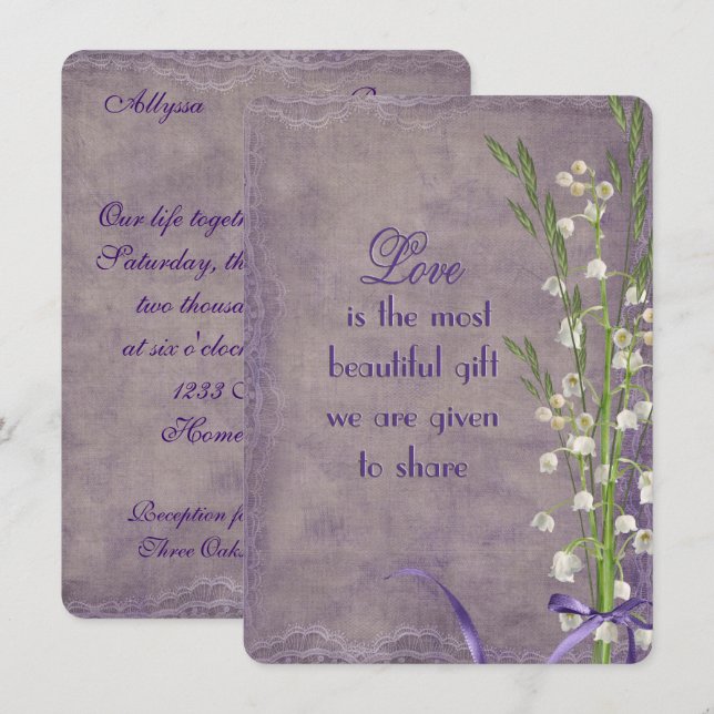Wedding Lily of the Valley bouquet Invitation (Front/Back)