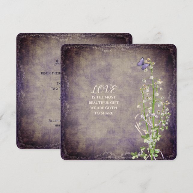 Wedding Lily of the Valley vintage Invitation (Front/Back)