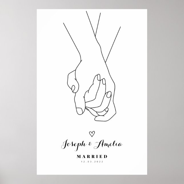 Wedding line art poster Hands of Love (Front)