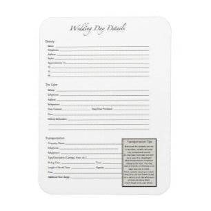 Wedding List Template Magnet