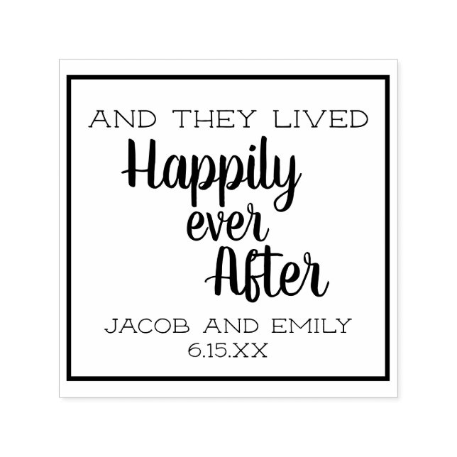 Wedding Lived Happily Ever After Couple's Names Self-inking Stamp (Design)