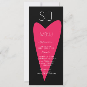 Wedding Logo Bold Heart Black White Dinner Menu