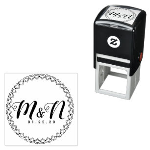 Wedding Logo Double Simple Heart Circular Self-ink Self-inking Stamp
