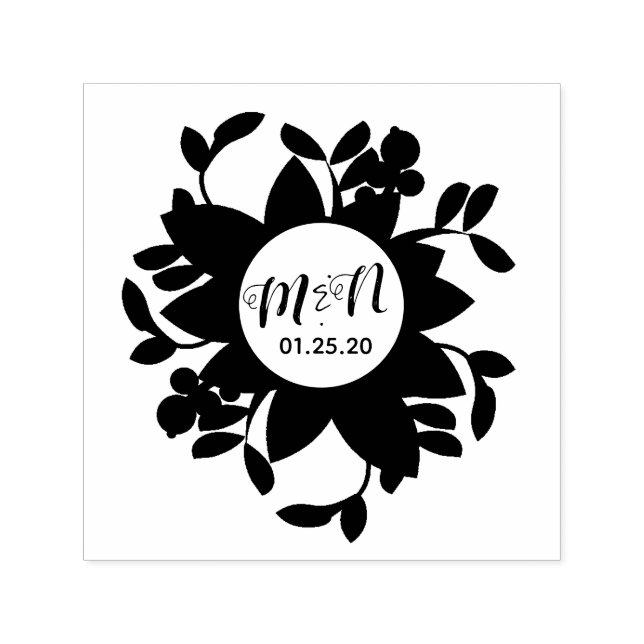 Wedding Logo Greenery Floral Ornament Circular Sel Self-inking Stamp (Design)