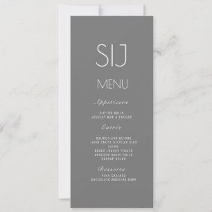 Wedding Logo Grey Yellow Simple Floral Dinner Menu