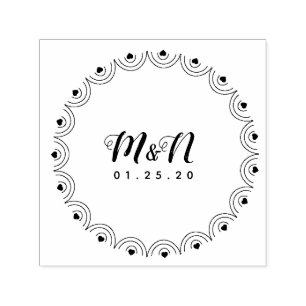 Wedding Logo Line Art Heart Geo Round Hand-Drawn Self-inking Stamp