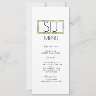 Wedding Logo Minimalist Faux Gold Rim Dinner Menu